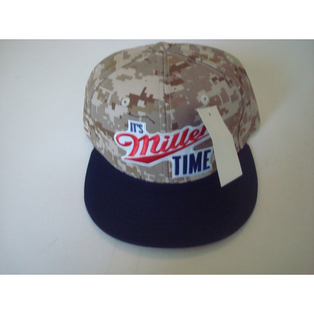 MILLER BEER TIME CAMO BEACH GOLF SNAPBACK  00S Y2K  HAT CAP VINTAGE  C5